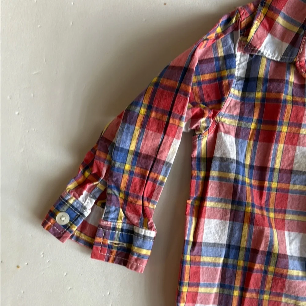 Carter's Multicolor Red, Blue, Yellow, & White Plaid Button-Down Boy Shirt 12 Mo